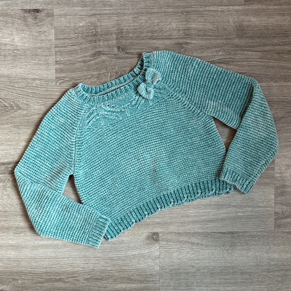 Tommy Bahama girls green chenille cropped sweater